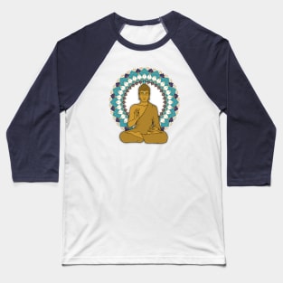 Mandala Abhaya Mudra Golden Buddha Baseball T-Shirt